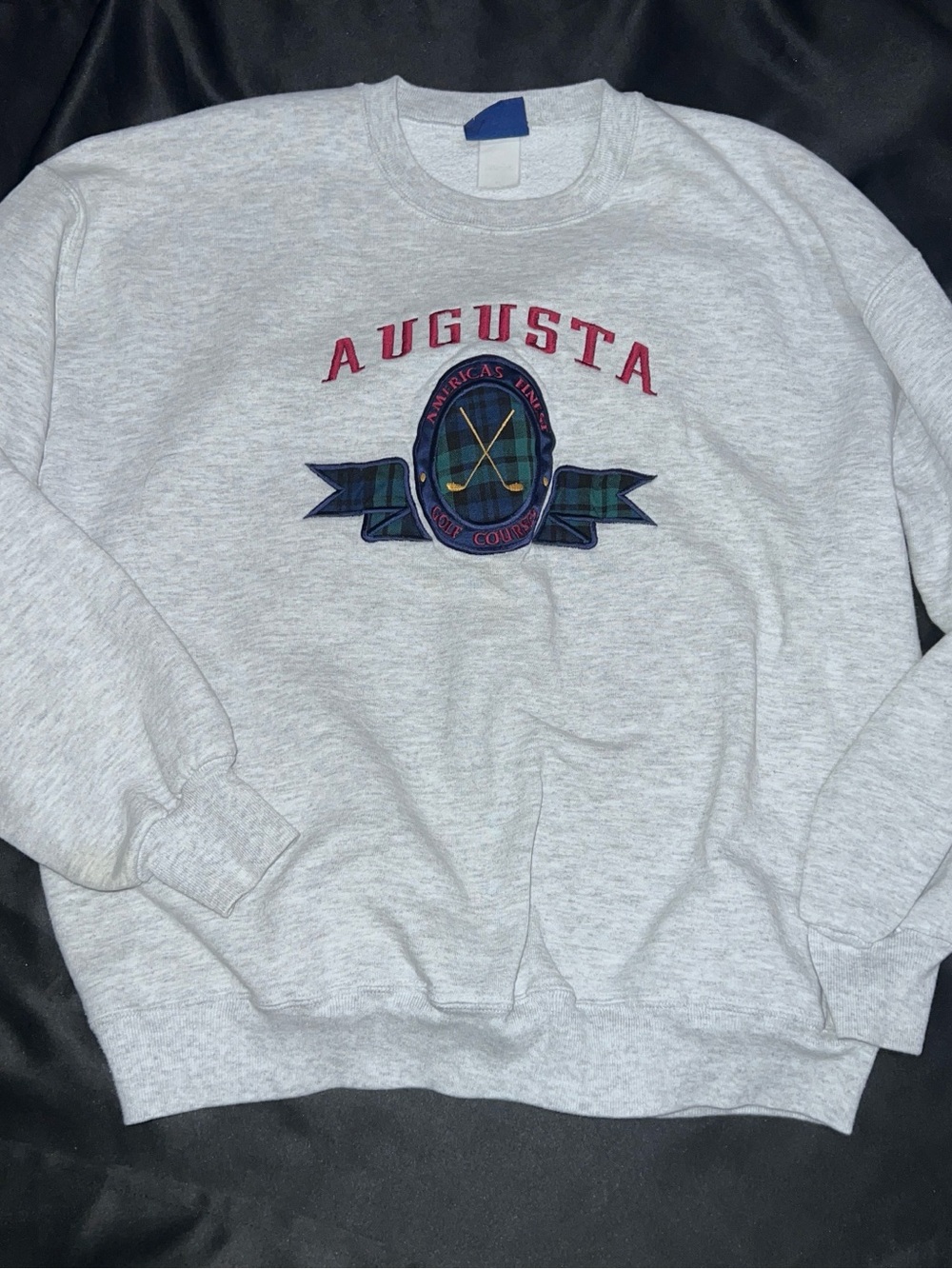 Augusta Gray Crewneck Sweatshirt with Crest Embroidery